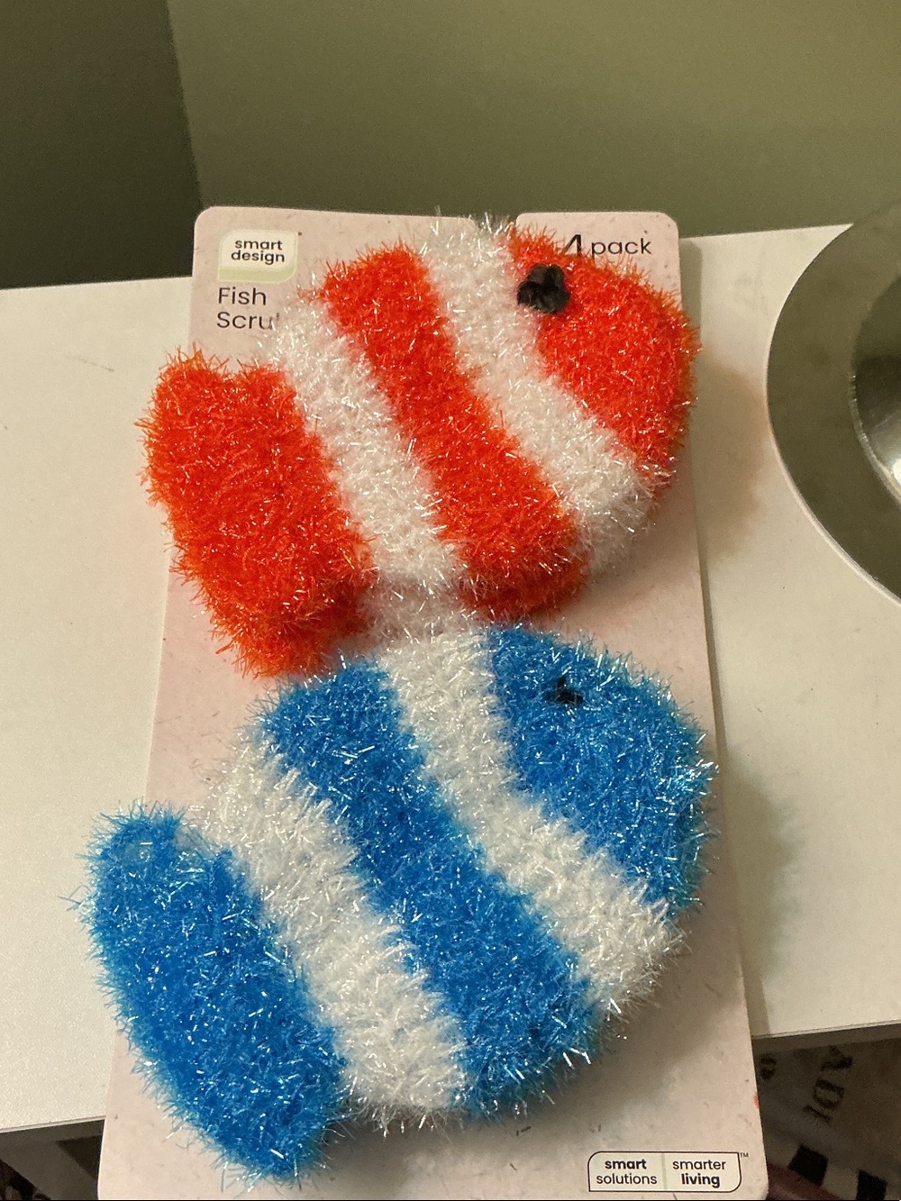 Smart Design Fish Scrub Set - Orange & Blue Striped 4 Pack NWT
